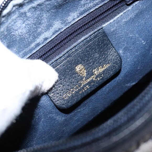 GUCCI GG Supreme Sherry Line Shoulder Bag PVC Navy Gold Red Auth 139821 - Picture 10 of 16